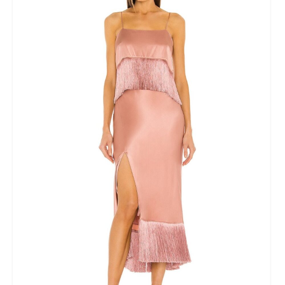 NWT Cinq á Sept Eastwood Silk Fringe Dress Size 12